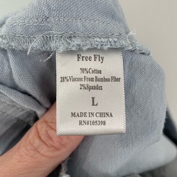 Free Fly Stretch Canvas Shorts Bamboo Cotton Sz Large Bay Blue Casual Coastal 13 - Picture 6 of 11